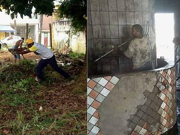 Moradores fazem multirão para limpar terreno e predio em parque na zona leste de SP. Foto: Arquivo Pessoal